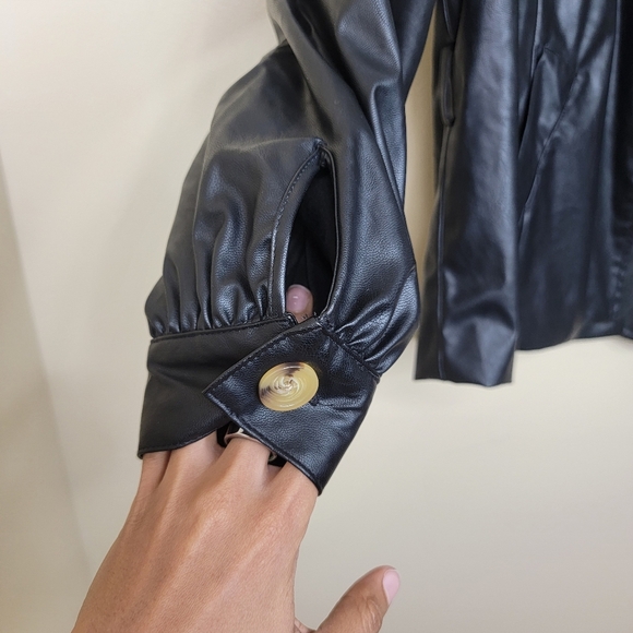 Who What Wear Black Faux Leather Jacket Medium - Picture 4 of 9